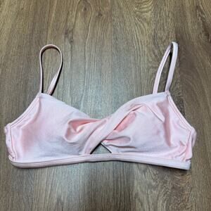 Xhilaration Pink Satin Cross Front Bikini Swim Top Adjustable Size Medium 4-6